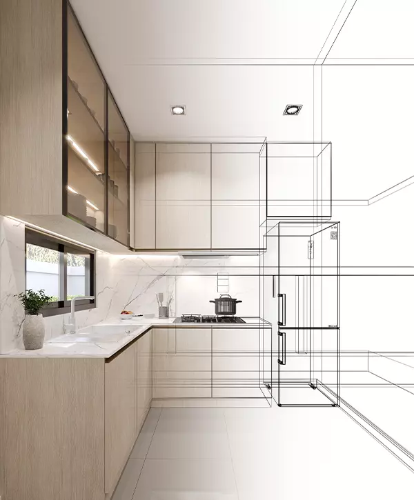 abstract sketch design of kitchen room, kitchen remodeling sketch