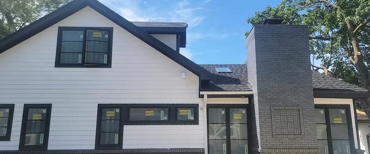new built modern white and black house